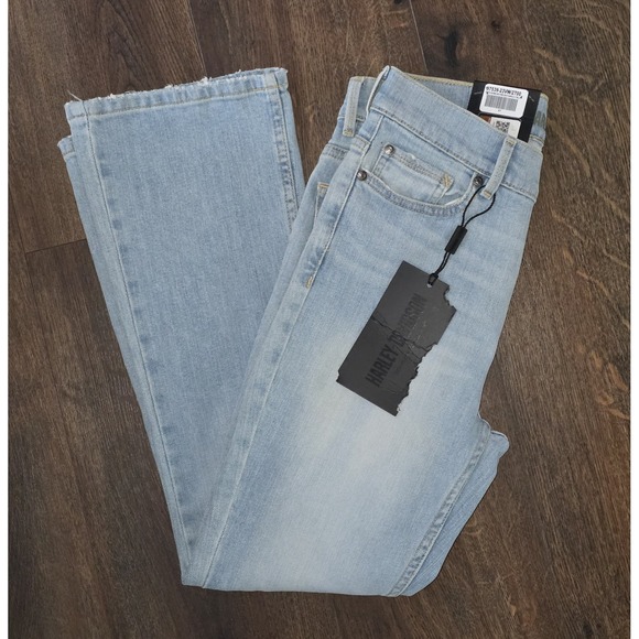 Harley Davidson Women's Bootcut High Rise Denim Jeans Blue Size 27 - Picture 2 of 12